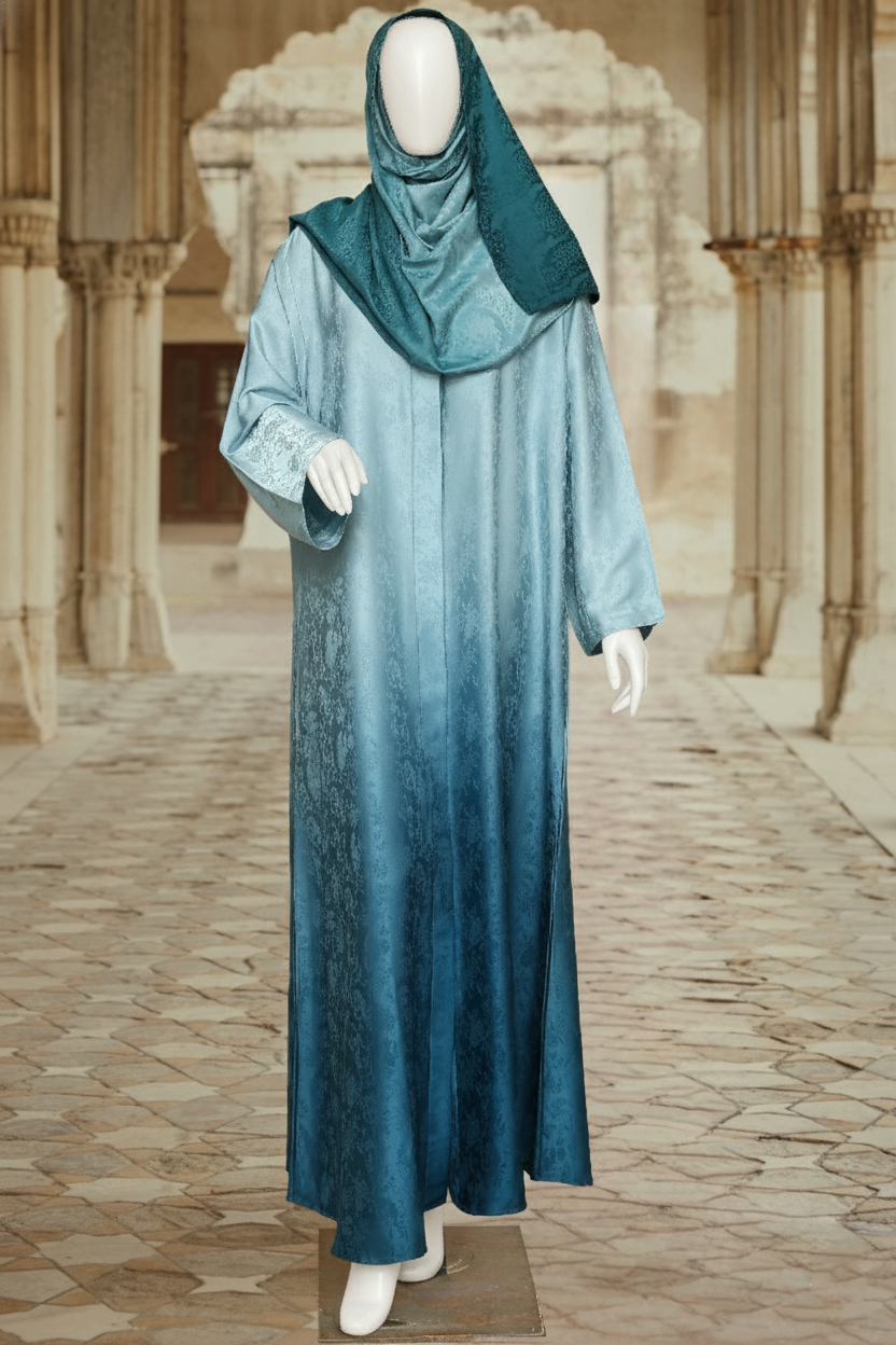Self-Print Tye n Dye Abaya by Mawaahib – Romantic Silk, premium dual-shade design