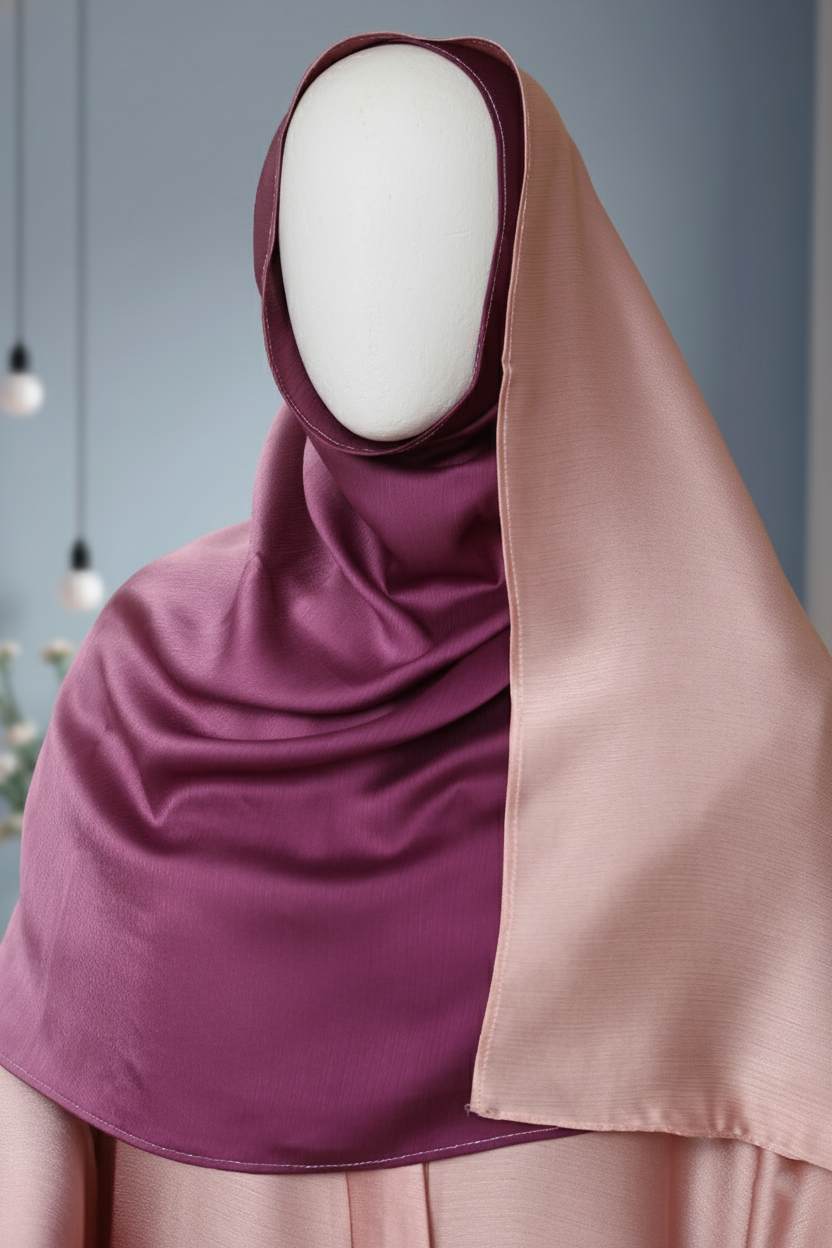 Pink Tye n Dye Abaya by Mawaahib – Crinkle Silk, dual-shade design with matching dupatta