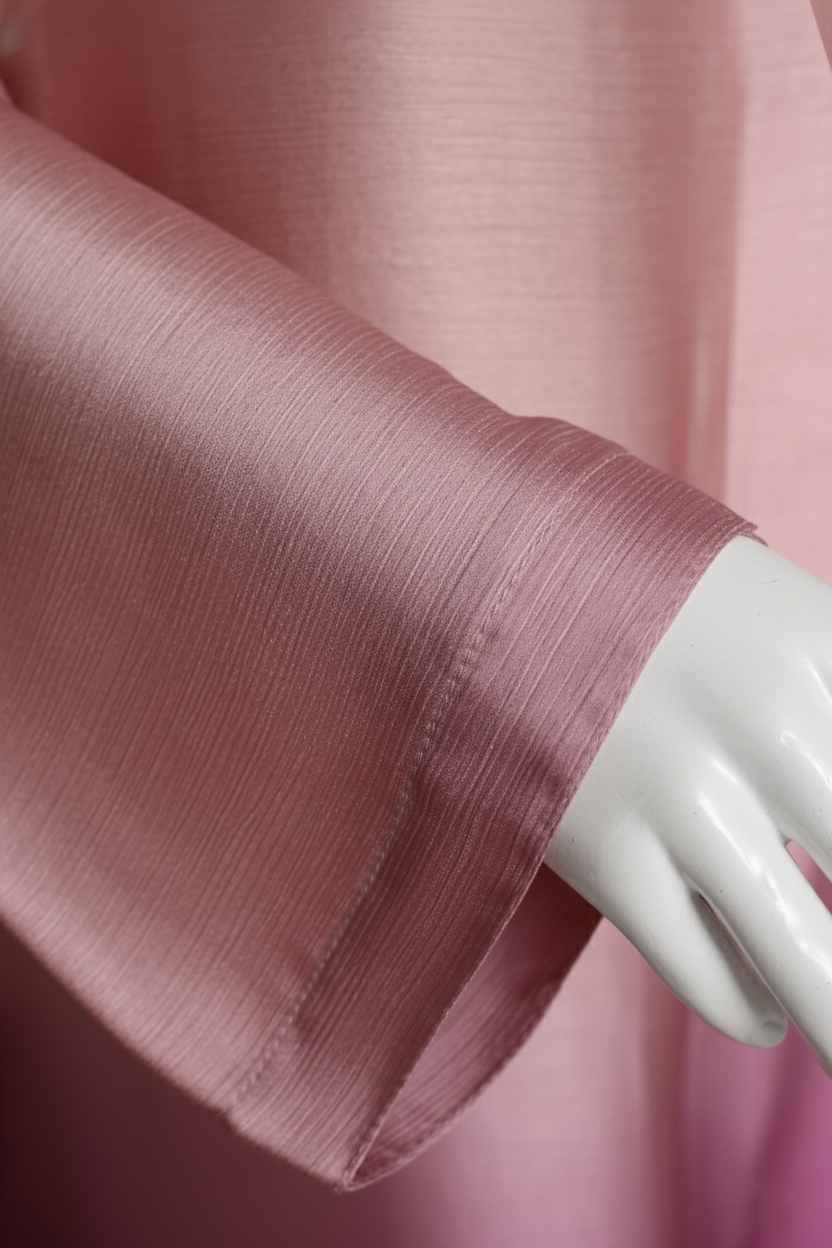 Pink Tye n Dye Abaya by Mawaahib – Crinkle Silk, dual-shade design with matching dupatta