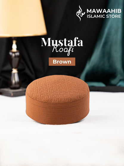 Brown Mustafa Koofi by Mawaahib – Premium stitched Islamic cap, elegant texture