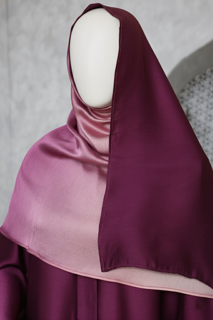 Pink Tye n Dye Abaya by Mawaahib – Crinkle Silk, dual-shade design with matching dupatta