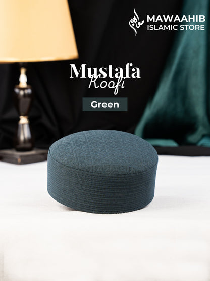 Green Mustafa Koofi by Mawaahib – Premium stitched Islamic cap, elegant texture