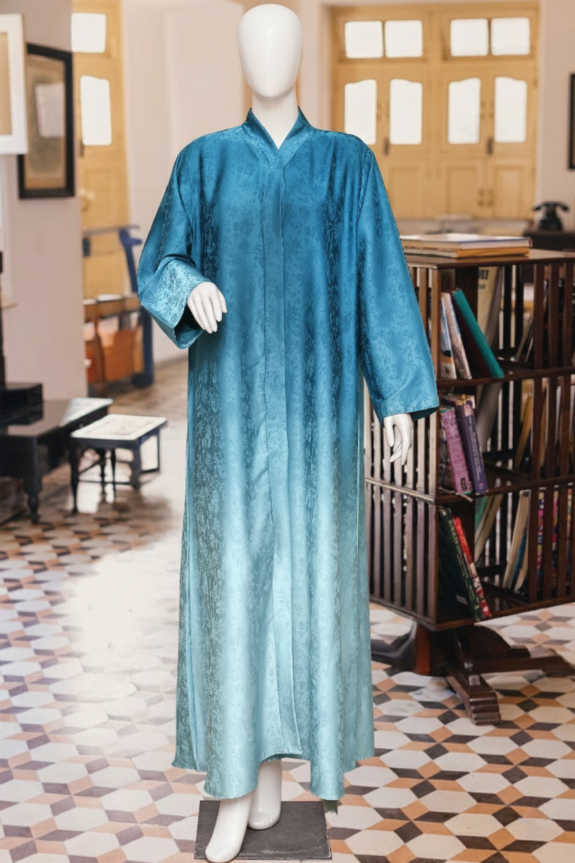 Self-Print Tye n Dye Abaya by Mawaahib – Romantic Silk, premium dual-shade design