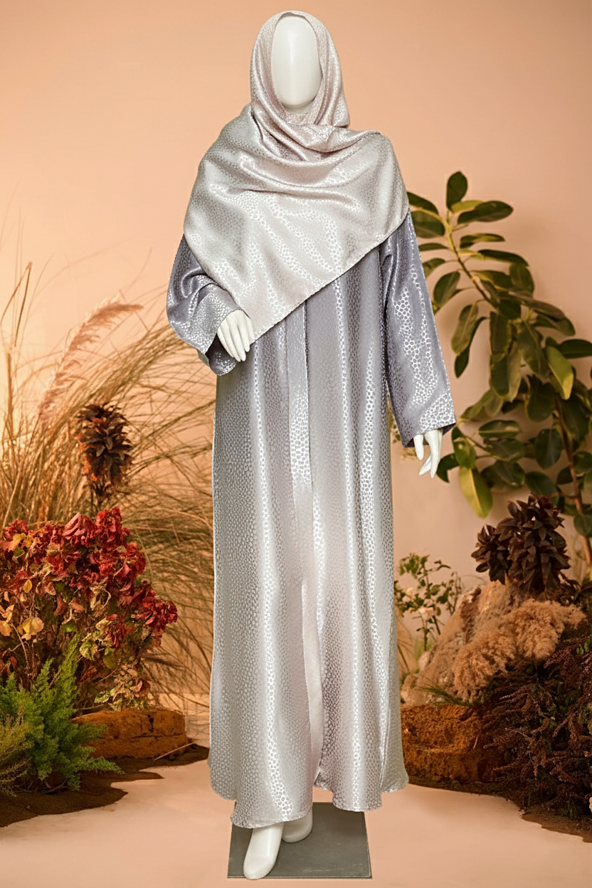 Self-Print Tye n Dye Abaya by Mawaahib – Romantic Silk, premium dual-shade design