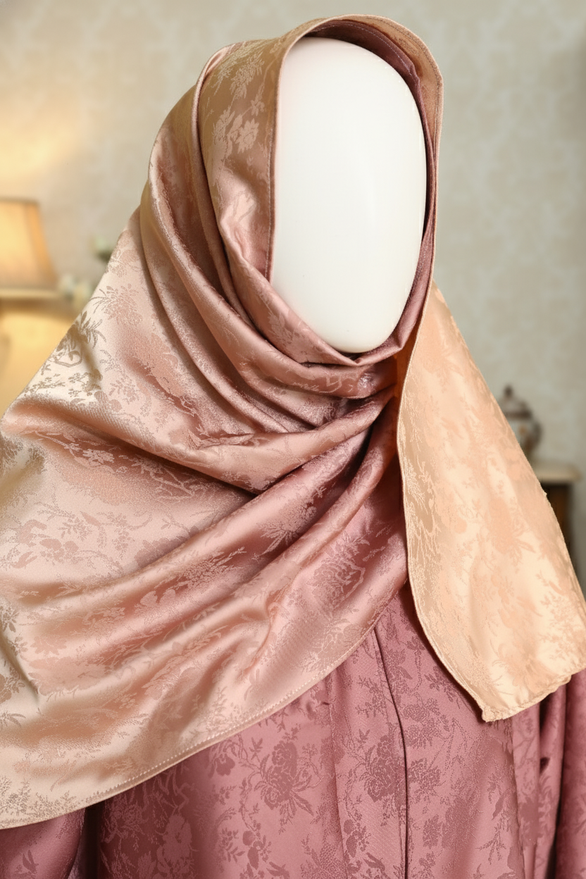 Self-Print Tye n Dye Abaya by Mawaahib – Romantic Silk, premium dual-shade design