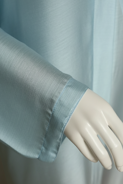 Ferozi Tye n Dye Abaya by Mawaahib – Crinkle Silk, bold & light dual-shade design with matching dupatt