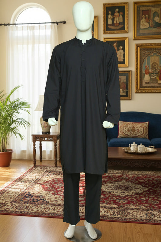 Grey Plain Kurta Pajama by Mawaahib – Wash n wear fabric, minimalist design, kurta aasteen