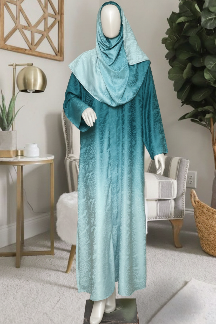 Self-Print Tye n Dye Abaya by Mawaahib – Romantic Silk, premium dual-shade design