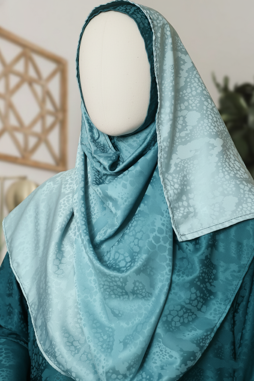 Self-Print Tye n Dye Abaya by Mawaahib – Romantic Silk, premium dual-shade design