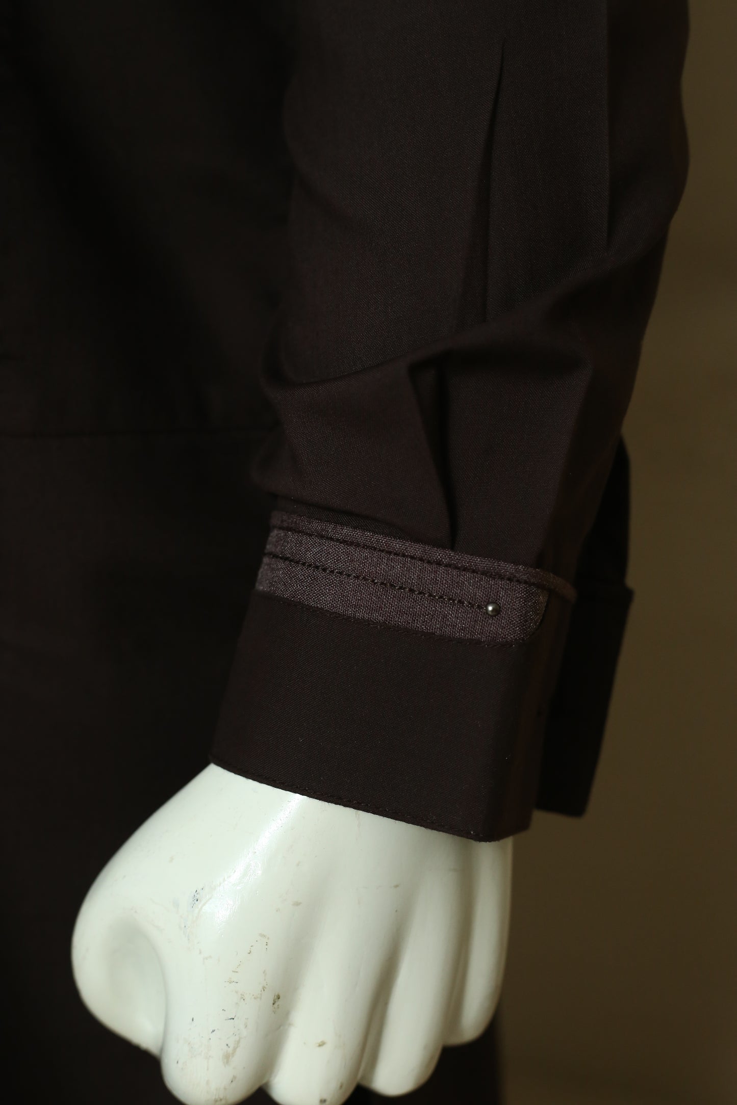 Dark Brown Shalwar Qameez by Mawaahib – Premium wash n wear, sherwani collar, patti work, cuff sleeves