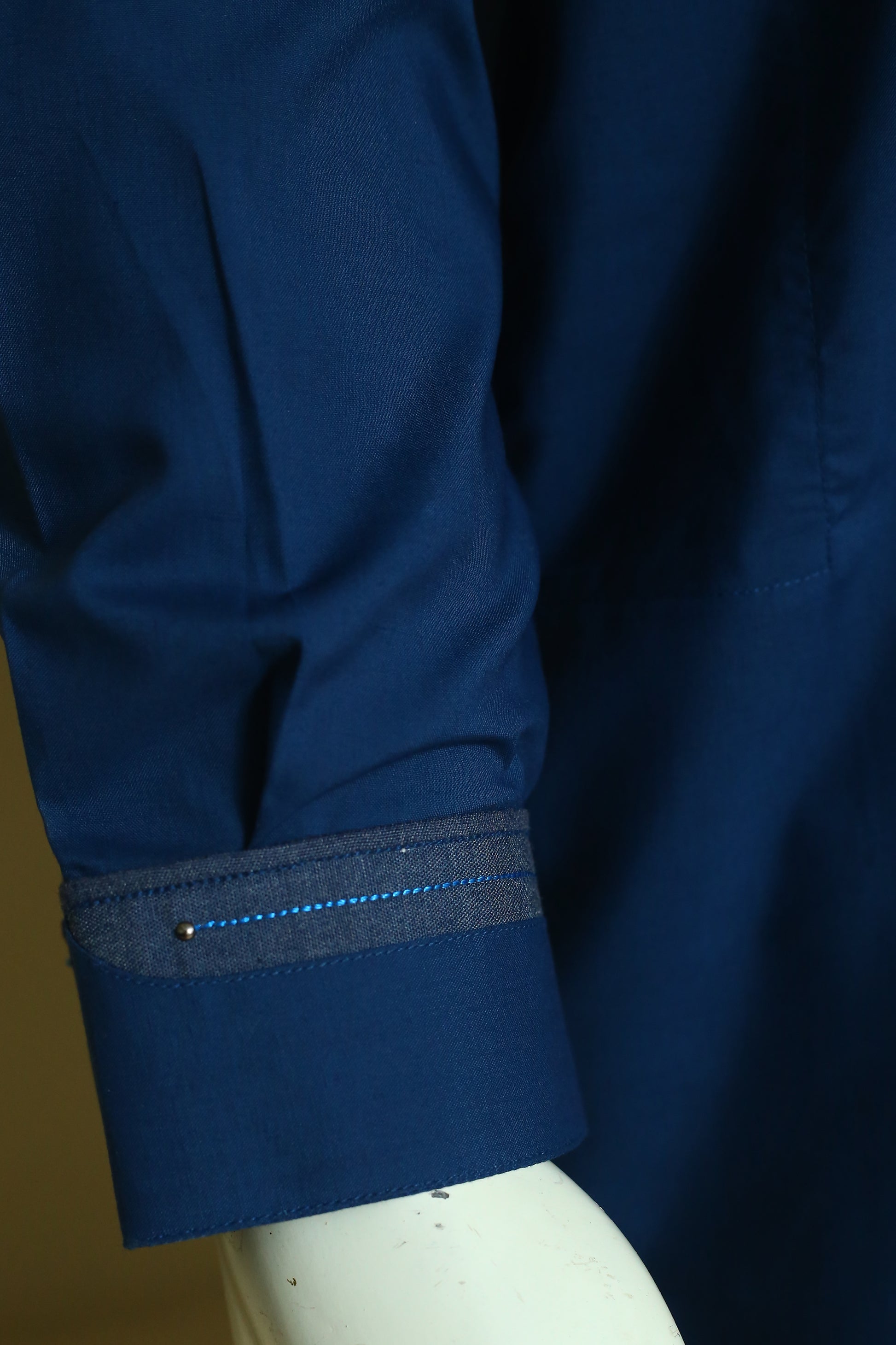 Royal Blue Shalwar Qameez by Mawaahib – Premium wash n wear, sherwani collar, patti work, cuff sleeves