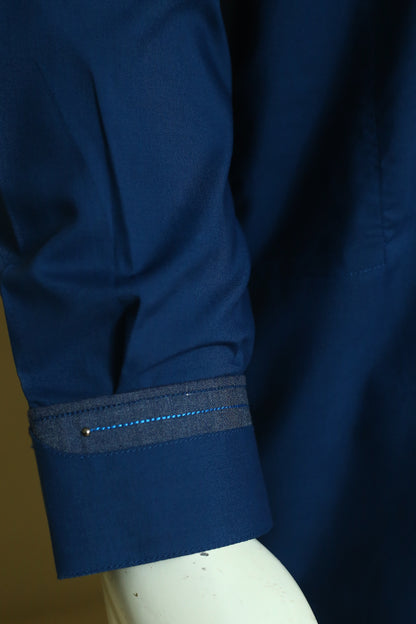 Royal Blue Shalwar Qameez by Mawaahib – Premium wash n wear, sherwani collar, patti work, cuff sleeves